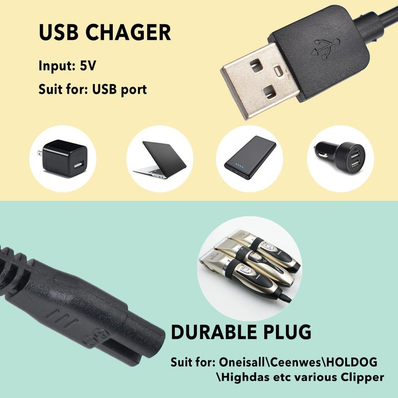 Pinkind Universal Hair Clipper Charger Cord, Replacement Charger for Various Electric Hair Clipper, Shavers, Razors,Trimmer, Pet Clipper-Fit SUPRENT Clippers,Fit Ceenwes Trimmer,fit oneisall Dog Clippers etc - Image 2